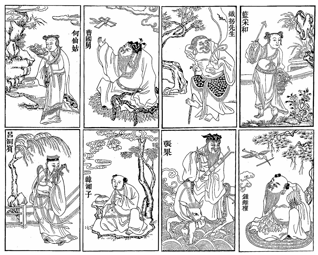 The Eight Immortals — legendary cultivators of Daoist tradition